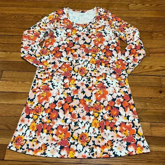 Lands' End | Dresses | Lands End Womens Long Sleeve Floral Dress Size Xs  Petite Xsp Soft Cotton | Poshmark